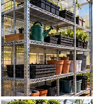 Best Greenhouse Shelving: Wire vs Solid Shelves for Seedlings, Pots and Storage editorial greenhouse equipment image