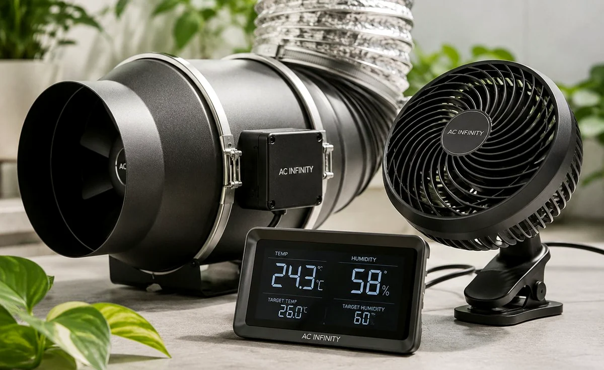 Greenhouse ventilation fan and digital climate instruments